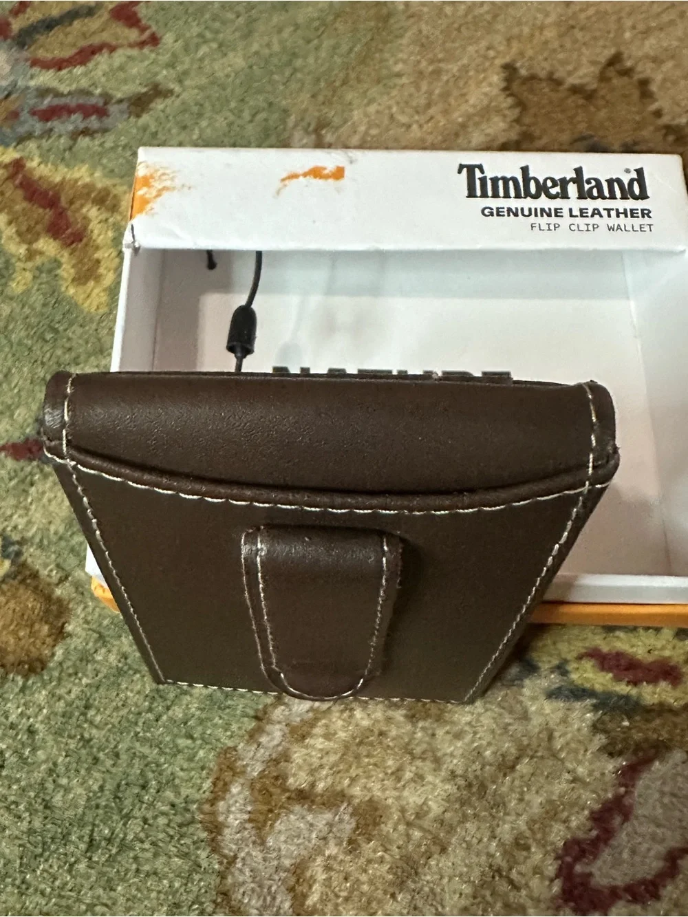 Timberland Dark Brown Genuine Leather Money Clip Wallet